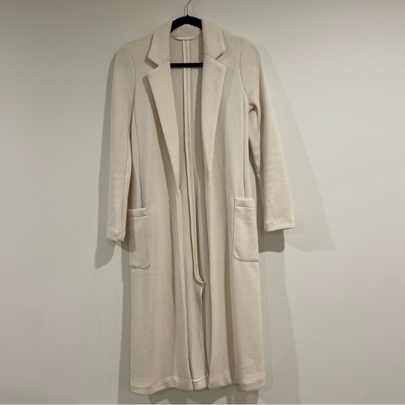 Manteau long maxi transitional sweater jacket coat with pockets & lapel size XS - Picture 5 of 5